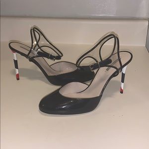 Navy Blue Stiletto w/ Red/Navy/White Heel